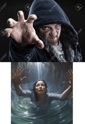 Злой мужик топит меня в яме